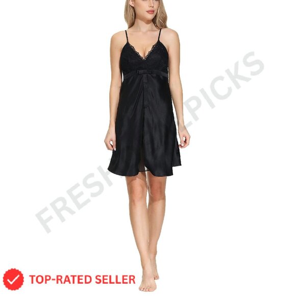 Silk Slip Chemise Elegant V-Neck Lace Adjustable Straps Luxe Sleepwear